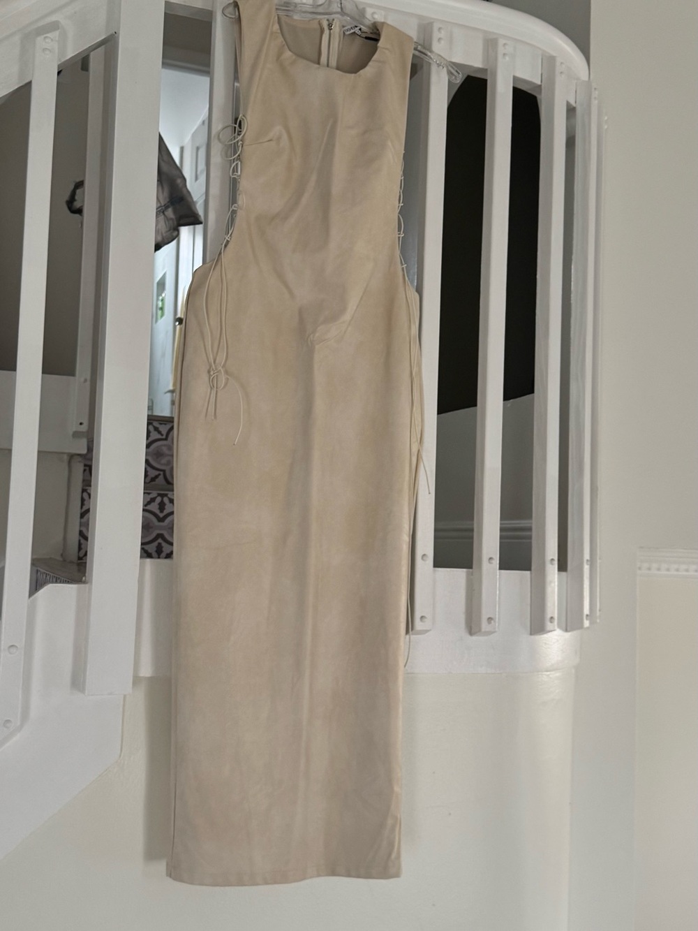 Sleeveless Side-Tie Maxi Dress in Beige - Picture 2 of 3